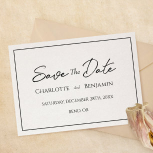 Eenvoudige minimalistische bruiloft flat opslaan v save the date