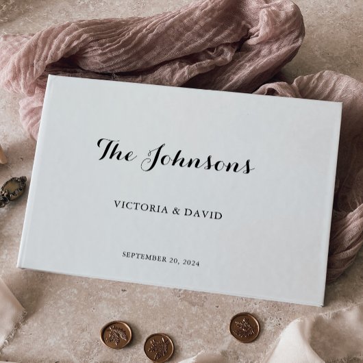 Eenvoudige minimalistische bruiloft gouden folie g gastenboek