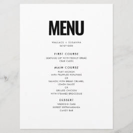Eenvoudige minimalistische bruiloft menu