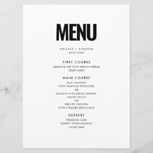 Eenvoudige minimalistische bruiloft menu
