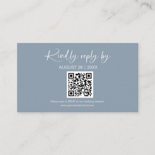 Eenvoudige minimalistische bruiloft QR online RSVP Informatiekaartje (Voorkant)