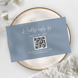 Eenvoudige minimalistische bruiloft QR online RSVP Informatiekaartje