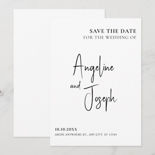 Eenvoudige minimalistische bruiloft save the date (Voorkant / Achterkant)