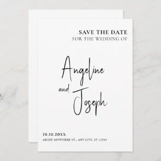 Eenvoudige minimalistische bruiloft save the date