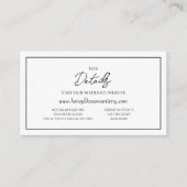 Eenvoudige minimalistische bruiloft website detail informatiekaartje (Voorkant)