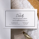 Eenvoudige minimalistische bruiloft website detail informatiekaartje<br><div class="desc">Deze eenvoudige minimalistische trouwwebsite details bijsluiterkaart is perfect voor uw elegante moderne bruiloft. Dit ontwerp heeft een zwart eenvoudig script op een neutrale, heldere witte achtergrond die past bij uw klassieke traditionele bruiloft of minimalistische boho-bruiloft in het voorjaar, de zomer, de herfst of de winter. Neem gerust contact met ons...</div>
