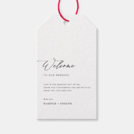 Eenvoudige minimalistische bruiloft welkom geschen cadeaulabel