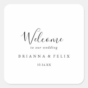 Eenvoudige minimalistische bruiloft welkom vierkante sticker