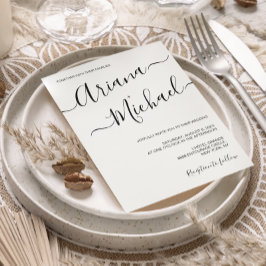 Eenvoudige minimalistische bruiloft zwart wit typo kaart