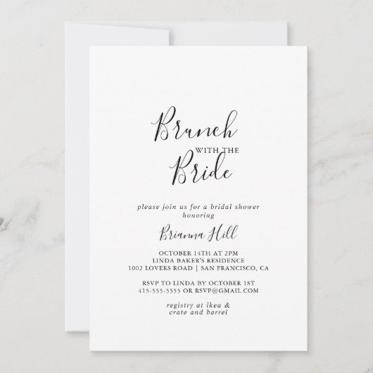 Eenvoudige minimalistische brunch met de bruidsdou kaart (Voorkant)