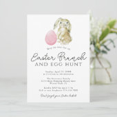 Eenvoudige minimalistische Bunny Pink Egg Paasbrun Kaart (Staand voorkant)