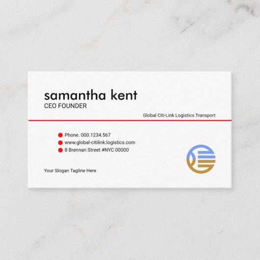 Eenvoudige minimalistische Buttonnen van de Rode L Visitekaartje (Voorkant)