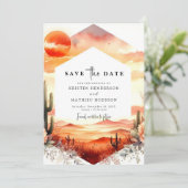 Eenvoudige minimalistische cactus bruiloft save the date (Staand voorkant)