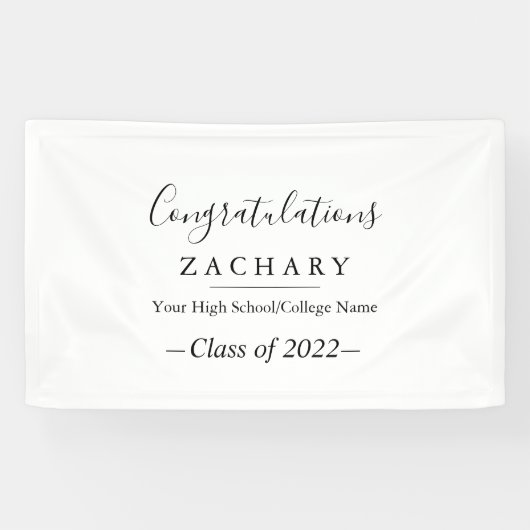 Eenvoudige minimalistische Calligrafie GraduPartij Spandoek (Horizontaal)