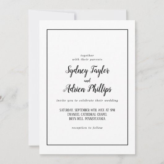 Eenvoudige minimalistische Casual Lijst bruiloft u Kaart (Voorkant)