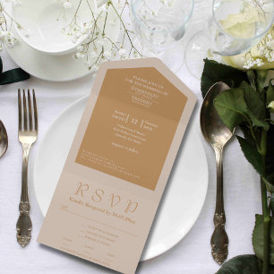 Eenvoudige minimalistische Champagne Brown Website All In One Uitnodiging