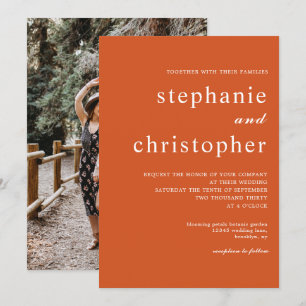 Eenvoudige minimalistische Chic Script Coral Photo Kaart