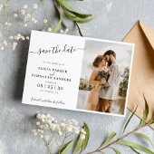 Eenvoudige minimalistische chic script foto bruilo save the date