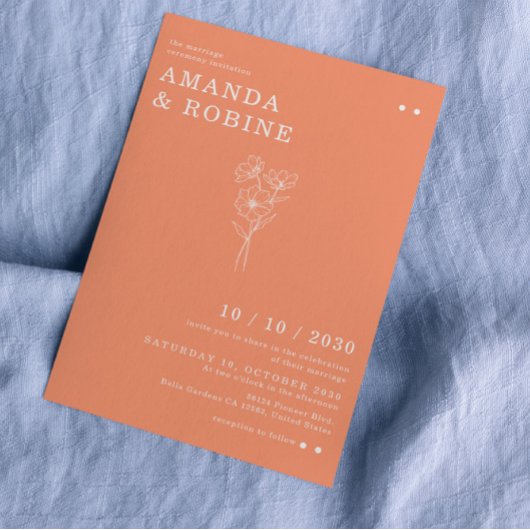 Eenvoudige minimalistische chique bloem bruiloft kaart