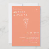 Eenvoudige minimalistische chique bloem bruiloft kaart (Voorkant)