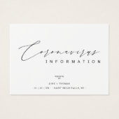 Eenvoudige minimalistische Coronavirus-informatie  Visitekaartje (Voorkant)