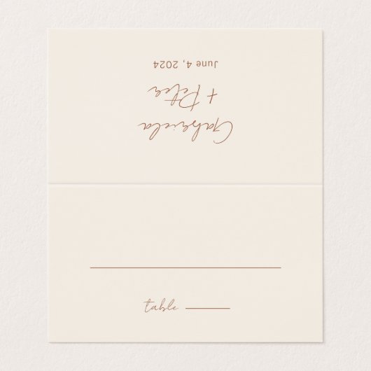 Eenvoudige minimalistische crème bruiloft plaats k kaart (Buitenkant ongevouwen)