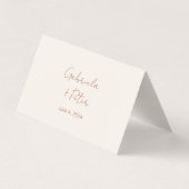 Eenvoudige minimalistische crème bruiloft plaats k kaart (Achterkant)