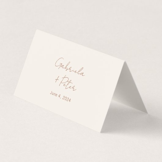 Eenvoudige minimalistische crème bruiloft plaats k kaart (Achterkant)