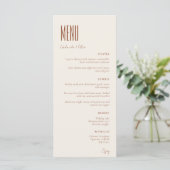 Eenvoudige minimalistische crème moderne bruiloft menu (Staand voorkant)