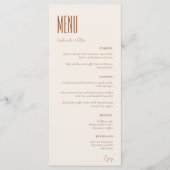 Eenvoudige minimalistische crème moderne bruiloft menu (Voorkant)