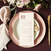 Eenvoudige minimalistische crème moderne bruiloft menu