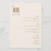 Eenvoudige minimalistische crème moderne bruiloft menu (Voorkant)