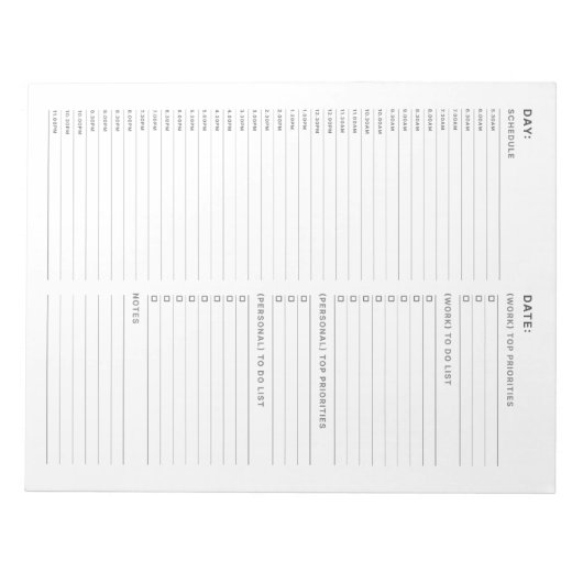 Eenvoudige minimalistische dagelijkse to-do lijst notitieblok (Voorkant)