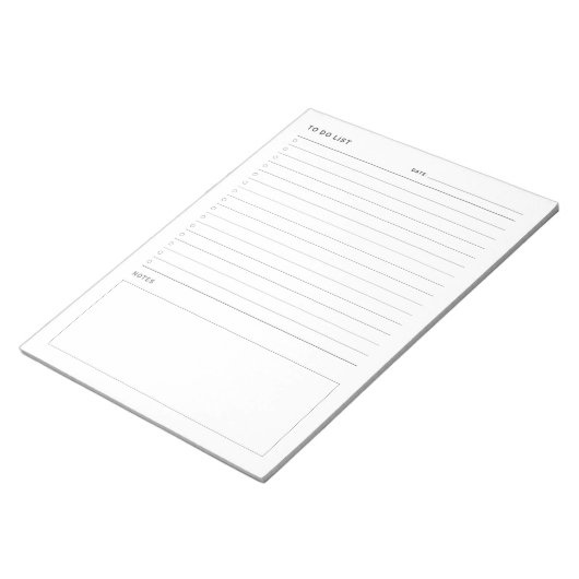 Eenvoudige minimalistische dagelijkse to-do lijst notitieblok (Schuin)