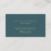 Eenvoudige minimalistische dennengroene gouden scr visitekaartje (Achterkant)