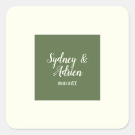 Eenvoudige Minimalistische|Donkere Salie Huwelijks Vierkante Sticker