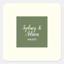 Eenvoudige Minimalistische|Donkere Salie Huwelijks Vierkante Sticker