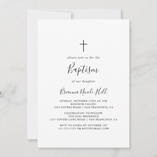 Eenvoudige minimalistische doop kaart (Voorkant)