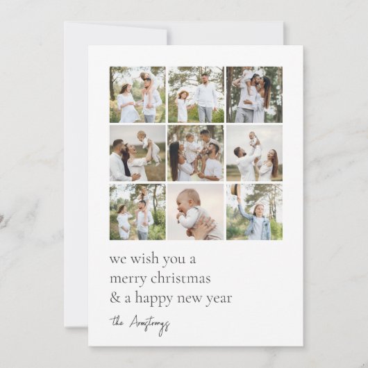Eenvoudige minimalistische dubbelzijdige fotocolla feestdagenkaart (Voorkant)