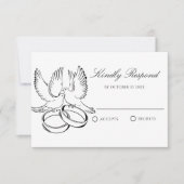 Eenvoudige minimalistische duif trouwring RSVP kaartje (Voorkant)