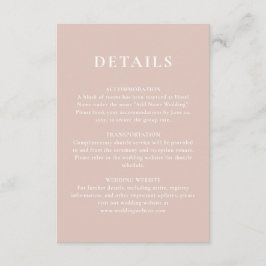 Eenvoudige minimalistische Dusty Pink Blush Weddin Informatiekaartje