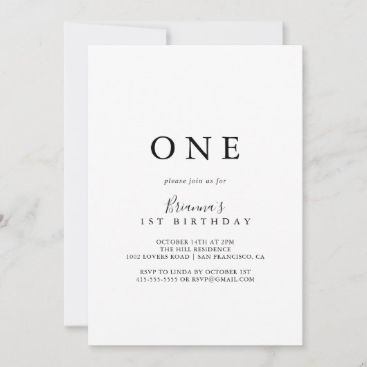 Eenvoudige minimalistische eerste verjaardag kaart (Voorkant)