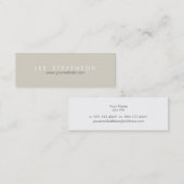 Eenvoudige minimalistische effen beige textuur mini visitekaartje (Voorkant / Achterkant)