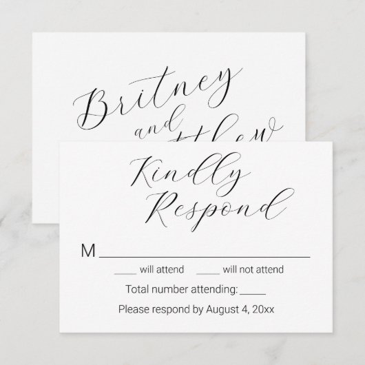 Eenvoudige minimalistische Elegant Script Wedding Bedankkaart (Voorkant / Achterkant)