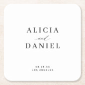 Eenvoudige minimalistische elegante bruiloft kartonnen onderzetters (Voorkant)