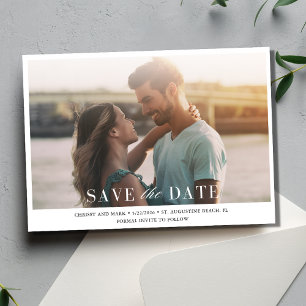 Eenvoudige minimalistische elegante foto bruiloft save the date