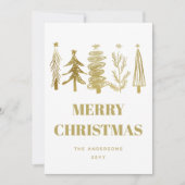 Eenvoudige Minimalistische Elegante Gouden Kerstbo Feestdagenkaart (Voorkant)