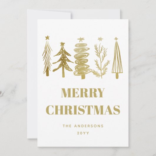 Eenvoudige Minimalistische Elegante Gouden Kerstbo Feestdagenkaart (Voorkant)