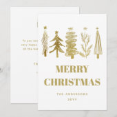 Eenvoudige Minimalistische Elegante Gouden Kerstbo Feestdagenkaart (Voorkant / Achterkant)