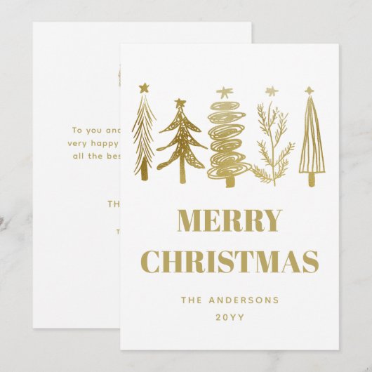 Eenvoudige Minimalistische Elegante Gouden Kerstbo Feestdagenkaart (Voorkant / Achterkant)